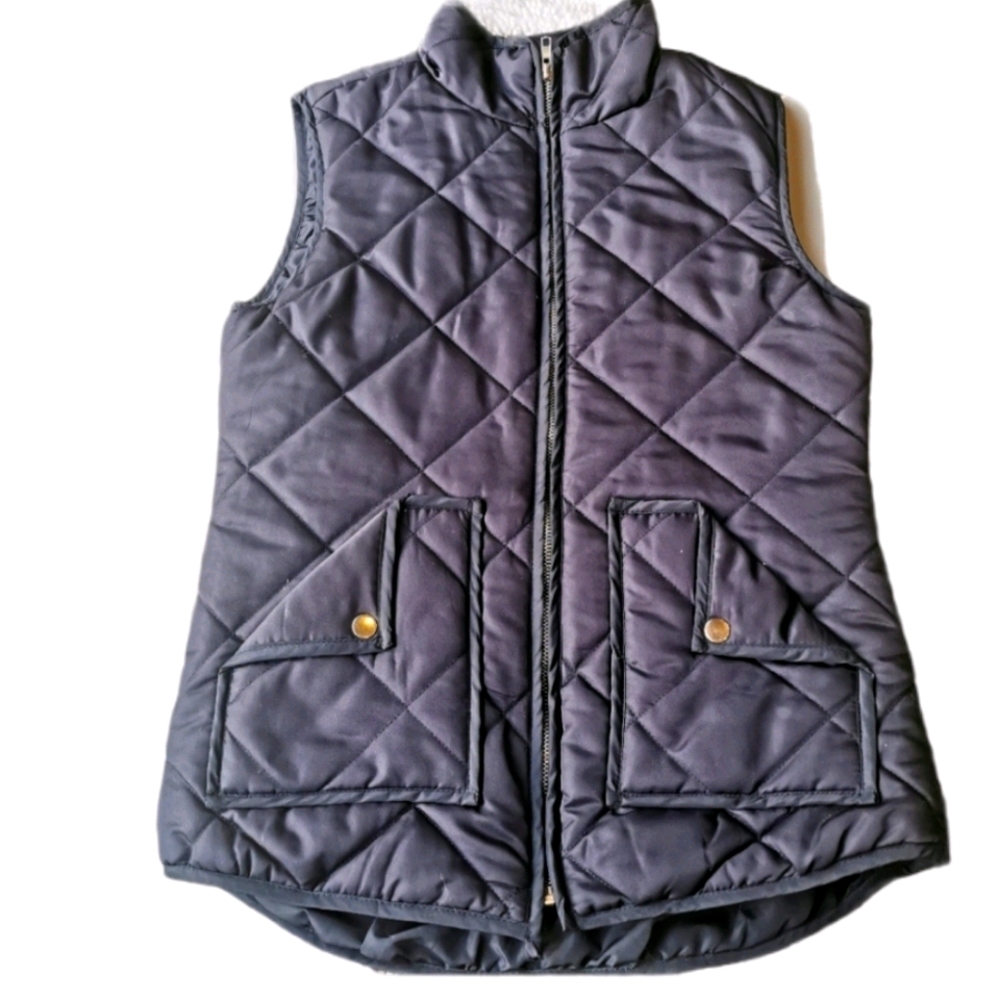 Puffer vest navy quilt puffer jacket